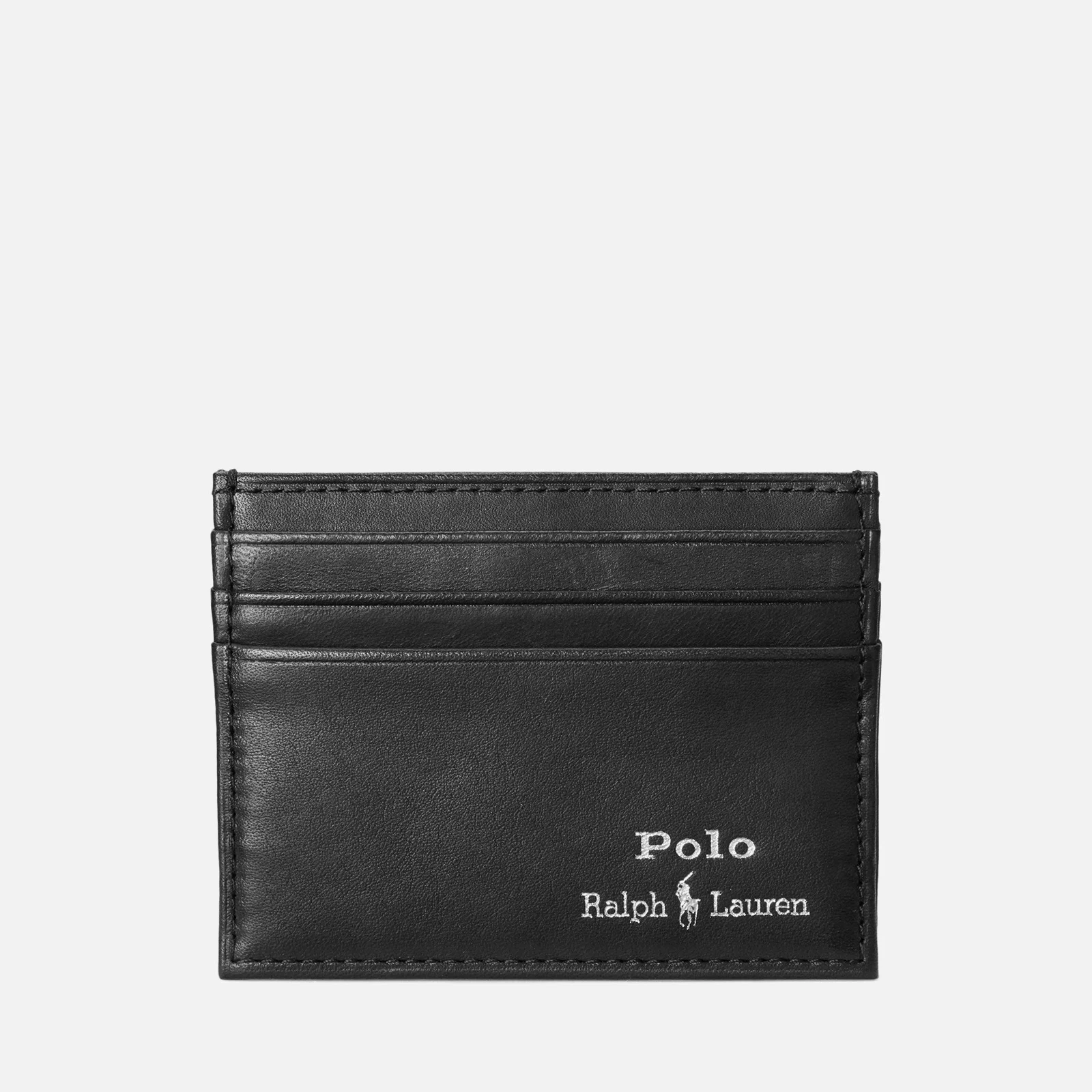 Polo Ralph Lauren Men's Smooth Leather Gold Foil Cardholder - Black Image 1