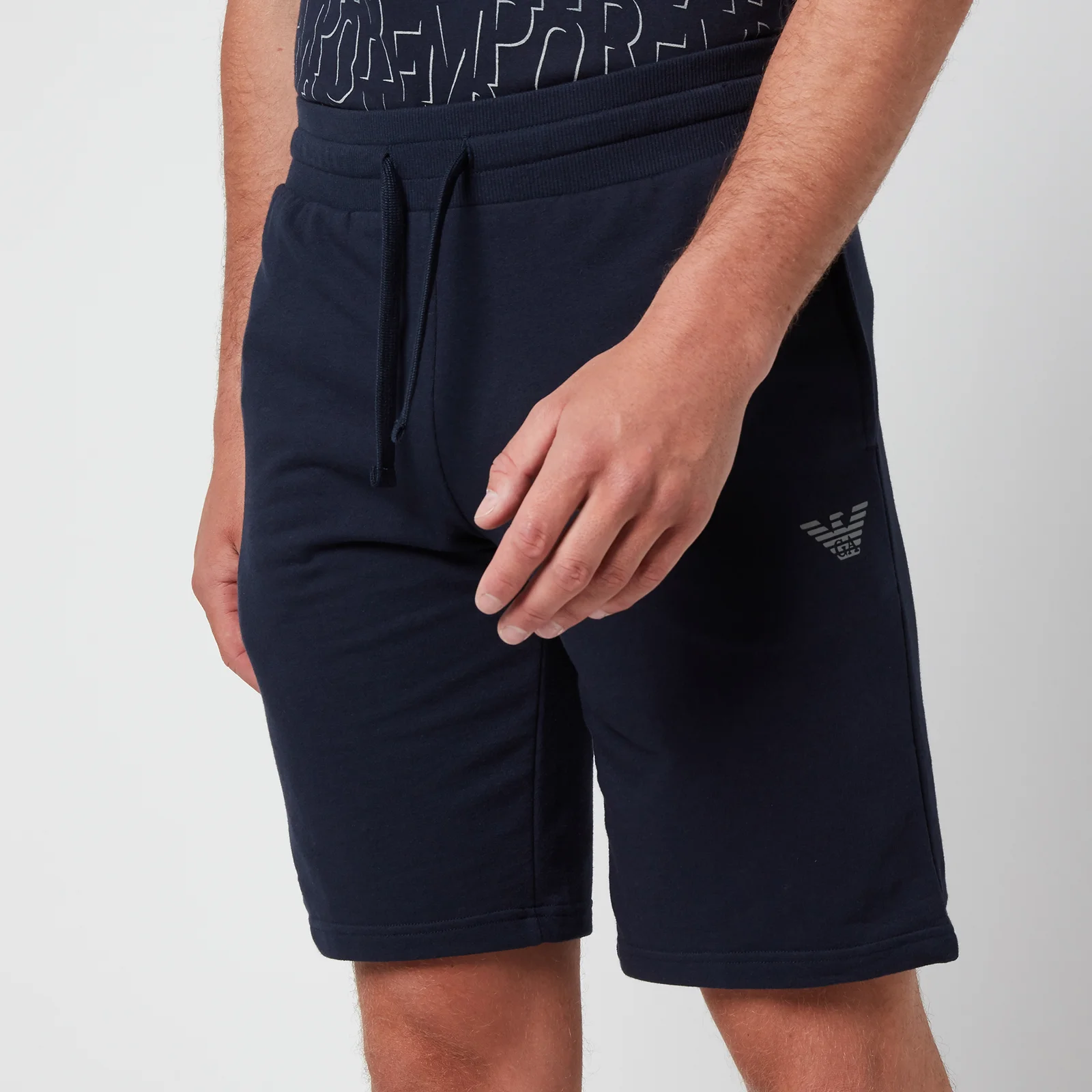 Emporio Armani Men's All Over Logo Terry Bermuda Shorts - Blue Image 1