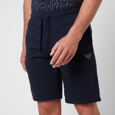 Emporio Armani Men's All Over Logo Terry Bermuda Shorts - Blue