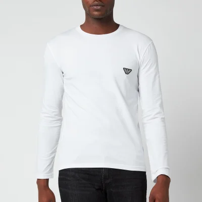 Emporio Armani Men's Shiny Logoband Longsleeve T-Shirt - White