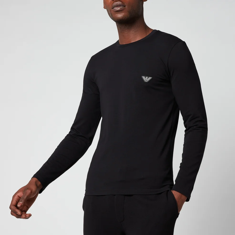 Emporio Armani Men's Shiny Logoband Longsleeve T-Shirt - Black Image 1