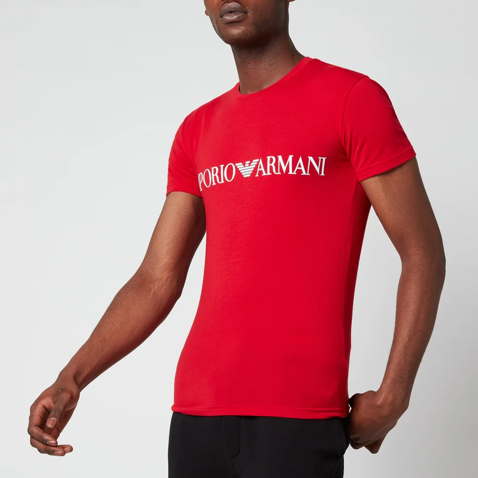 Emporio Armani Men's Megalogo Crew Neck T-Shirt - Red Image 1