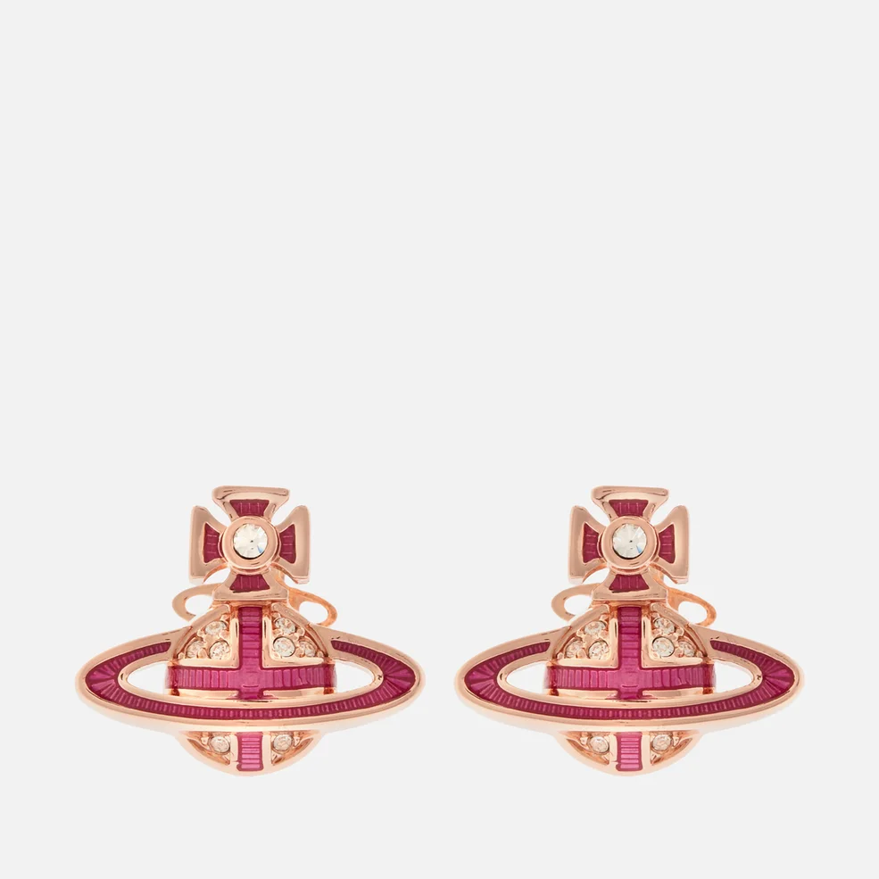 Vivienne Westwood Women's Suffolk Bas Relief Earrings - Pink Gold Crystal Fuchsia Image 1