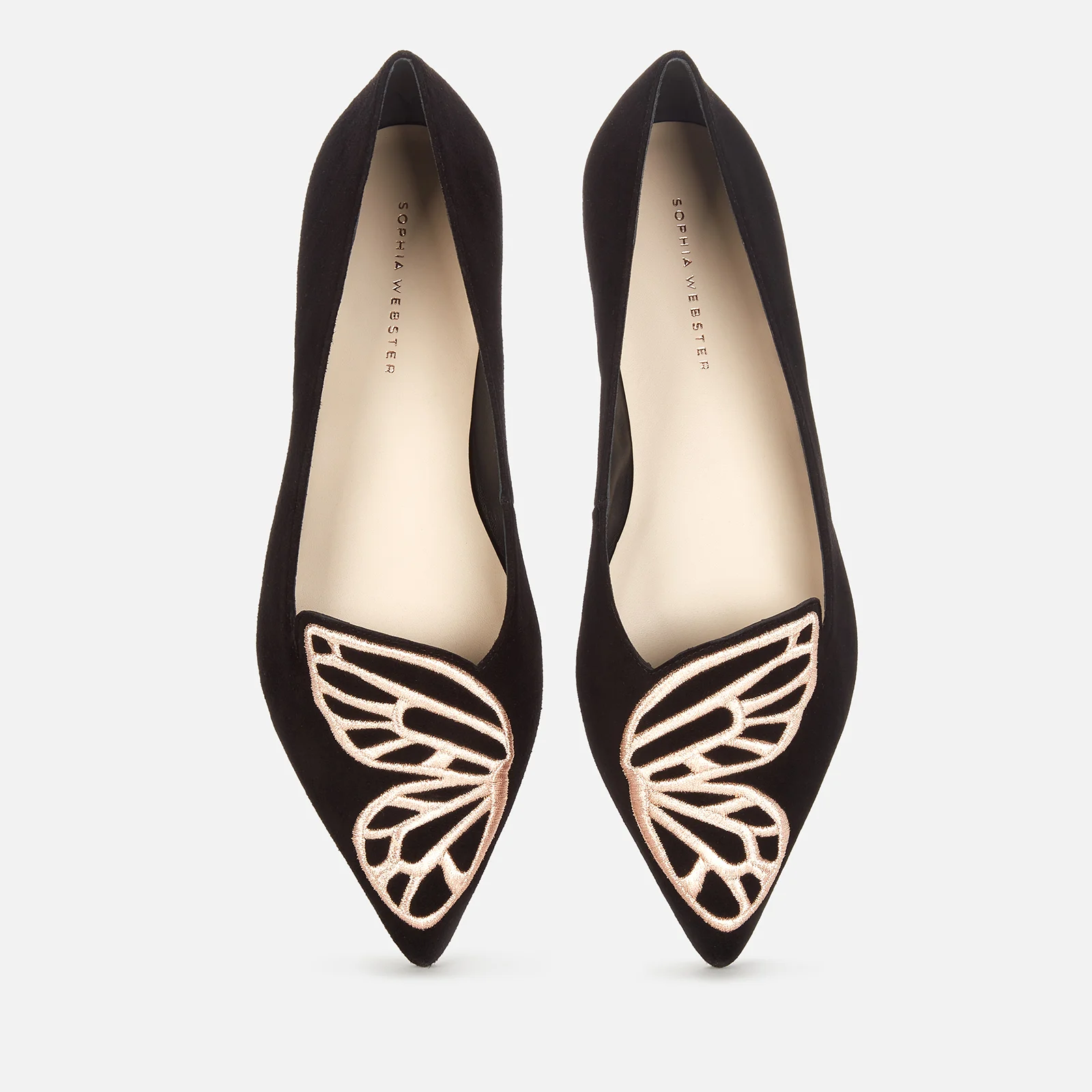 Sophia Webster Women's Butterfly Pointed Flats - Black/Rose Gold Image 1
