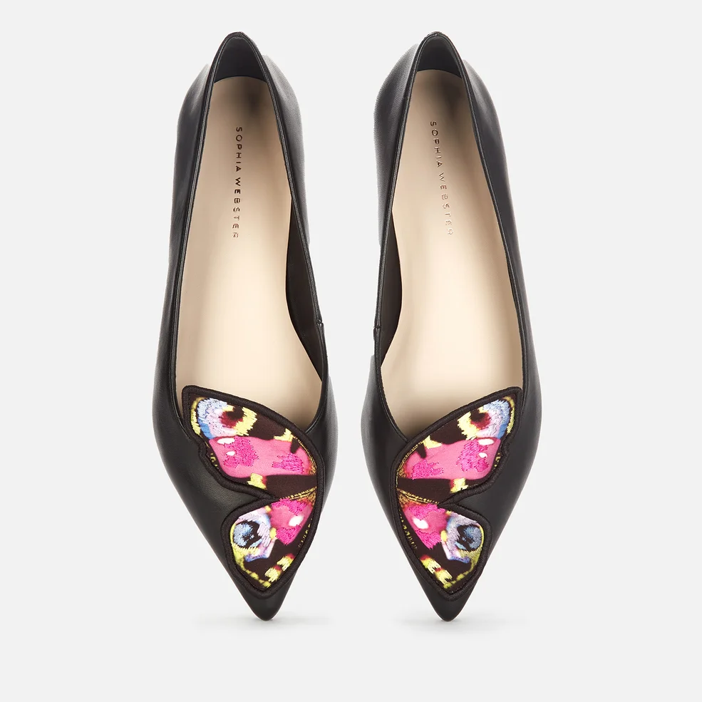 Sophia Webster Women's Butterfly Embroidery Pointed Flats - Black/Multi Image 1