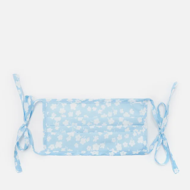 RIXO Women's Buttercup Hope Face Covering & Pouch - Blue/White