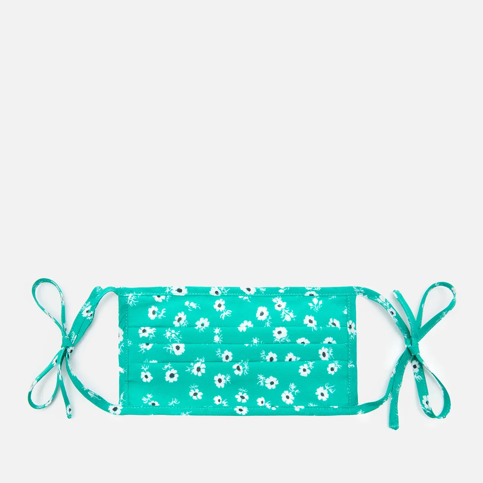 RIXO Women's Micro Daisy Hope Face Covering & Pouch - Green/White Image 1