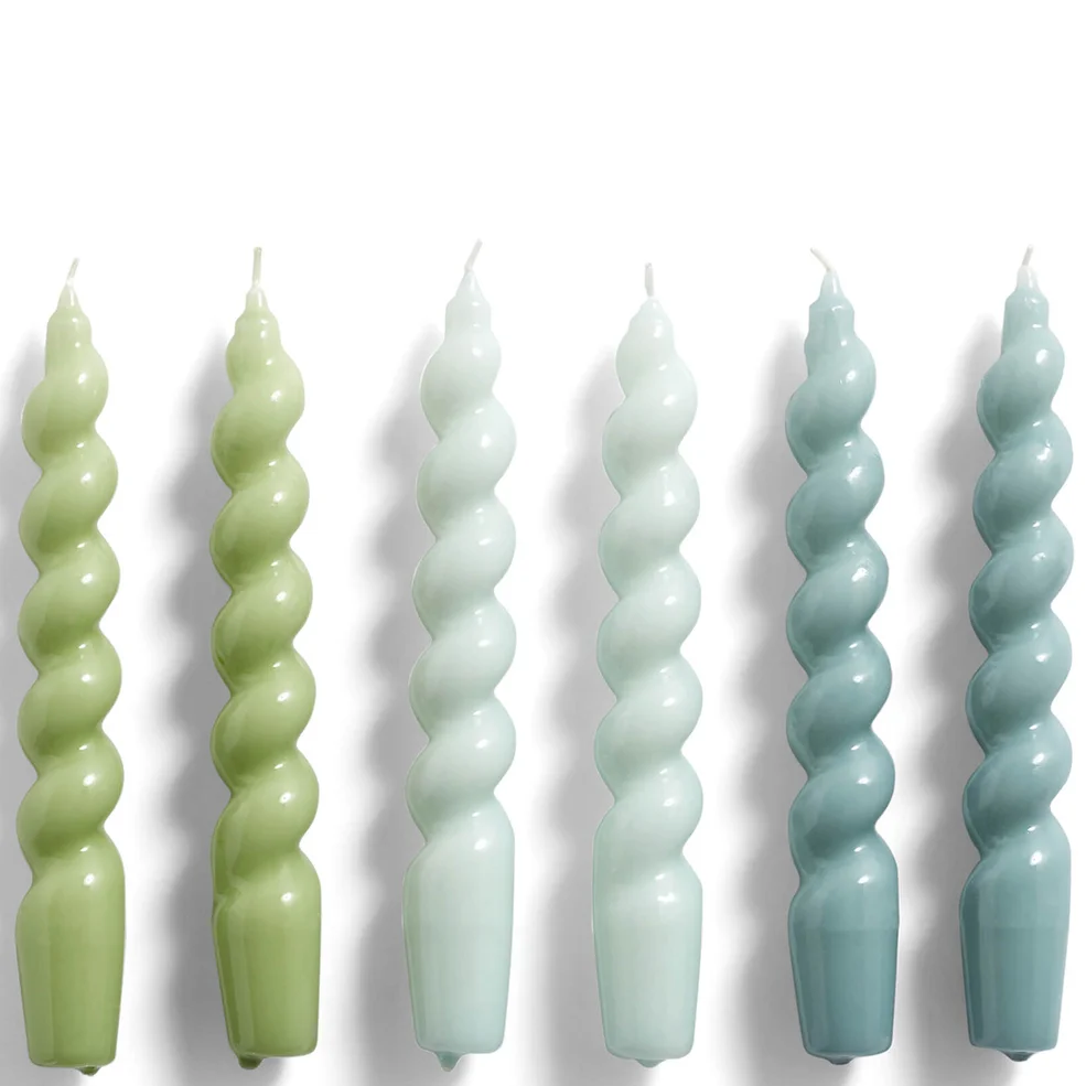 HAY Candle Spiral Set of 6 - Green/Blue/Teal Image 1