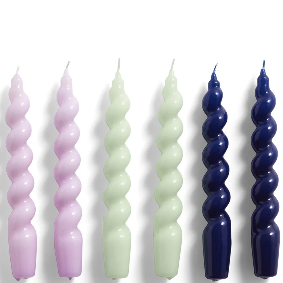 HAY Candle Spiral Set of 6 - Lilac/Mint/Blue Image 1