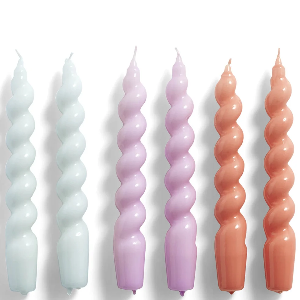 HAY Candle Spiral Set of 6 - Blue/Lilac/Apricot Image 1