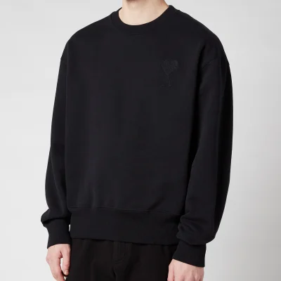 AMI Men's De Coeur Tonal Crewneck Sweatshirt - Black