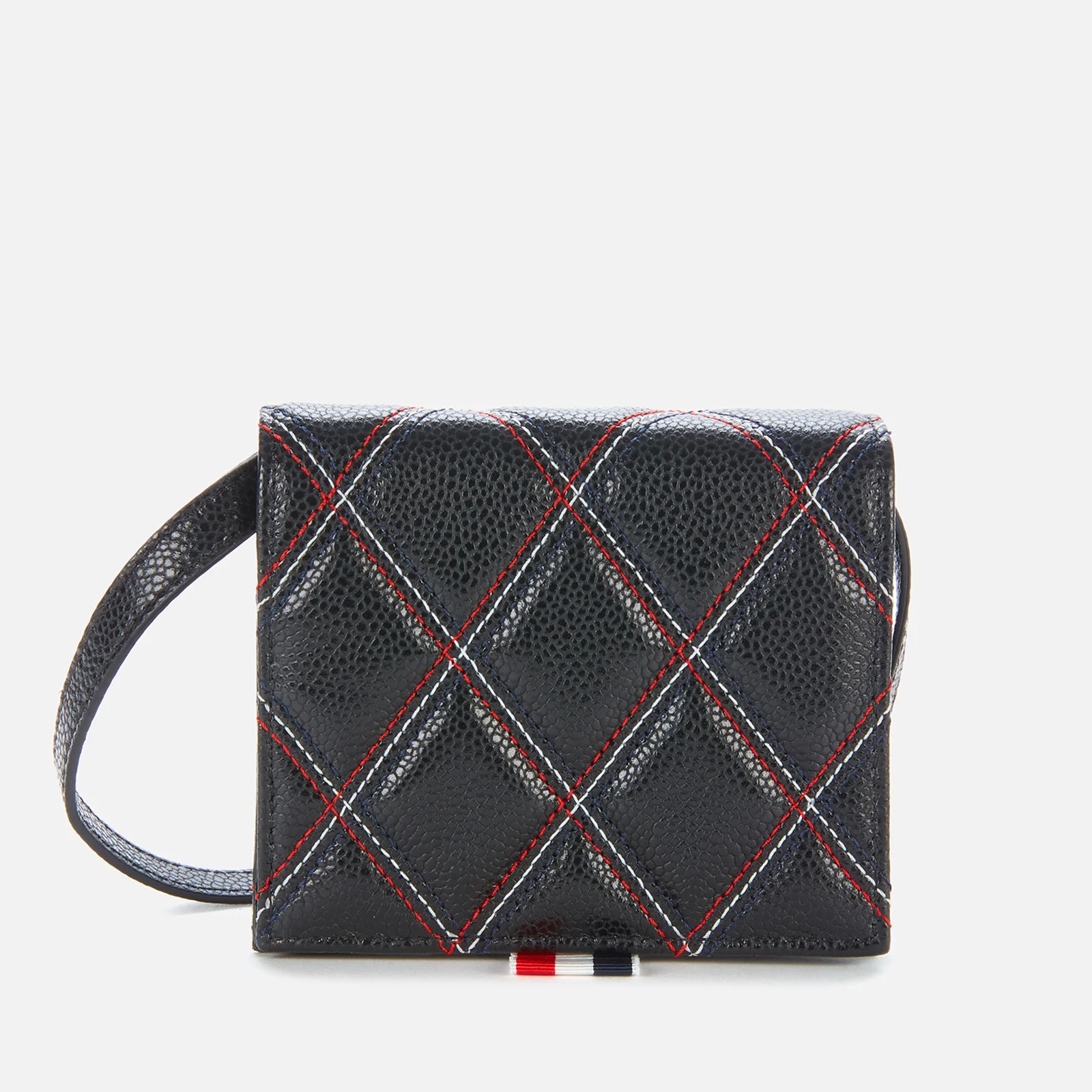Thom Browne Women's Quilted Card Holder with Shoulder Strap - Black Image 1