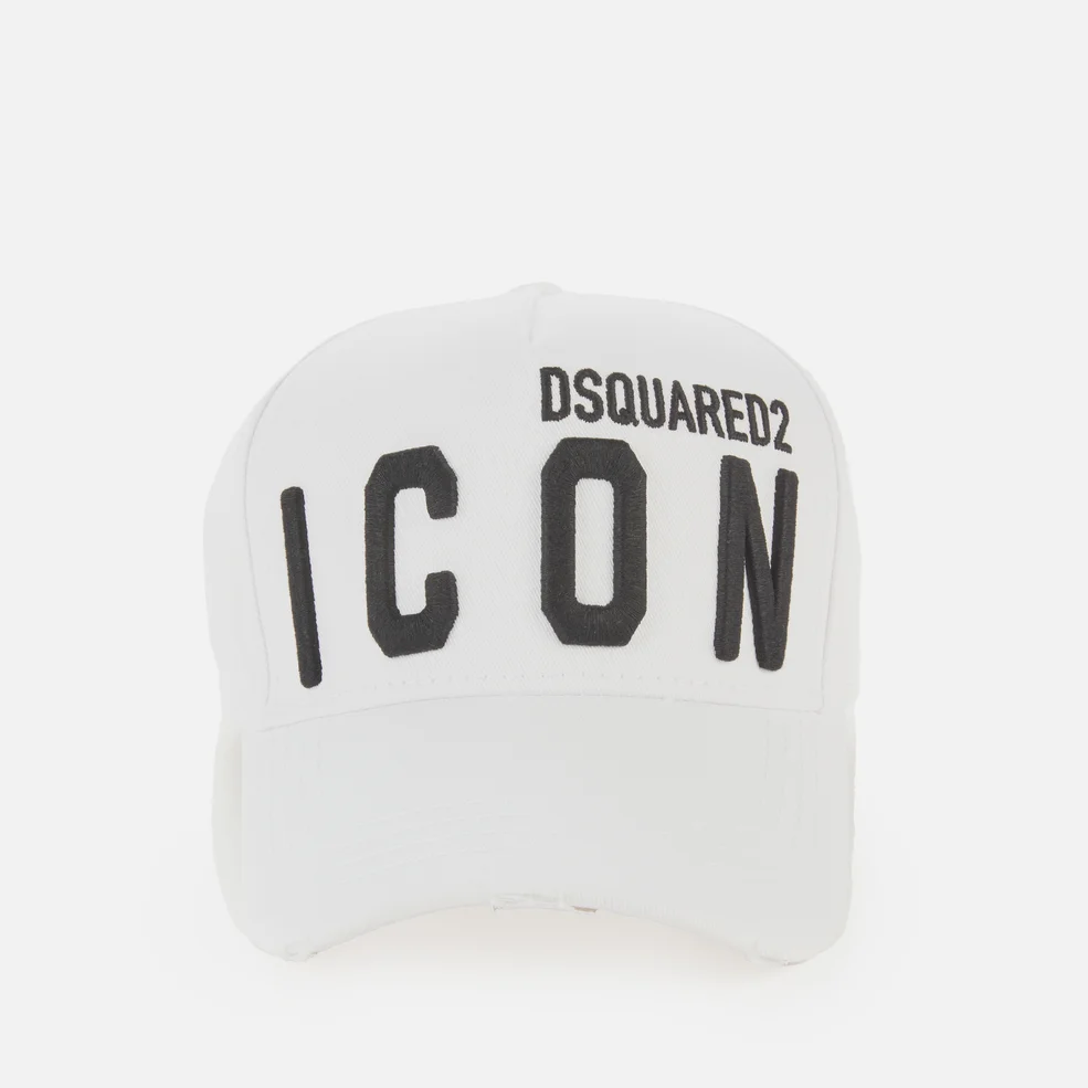 Dsquared2 Men's D2 Icon Embroidered Cap - White/Black Image 1