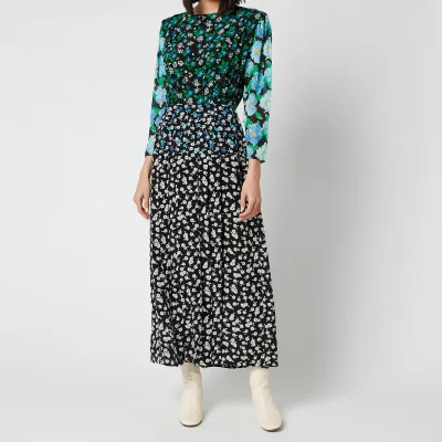RIXO Women's Jazz Mixed Print Midi Dress - Multi Bloom Black Blue