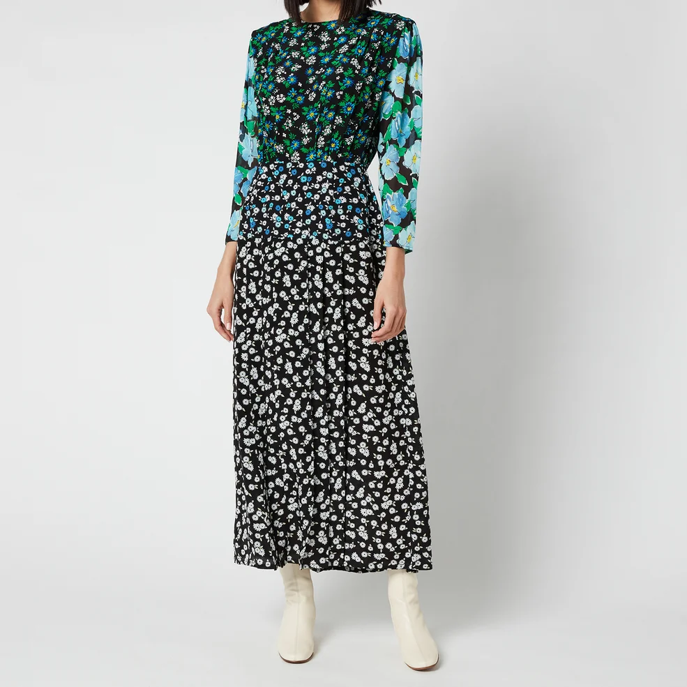 RIXO Women's Jazz Mixed Print Midi Dress - Multi Bloom Black Blue Image 1