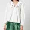 RIXO Women's Lila Embroidered Collar Cotton Blouse - Ivory Cotton - Image 1
