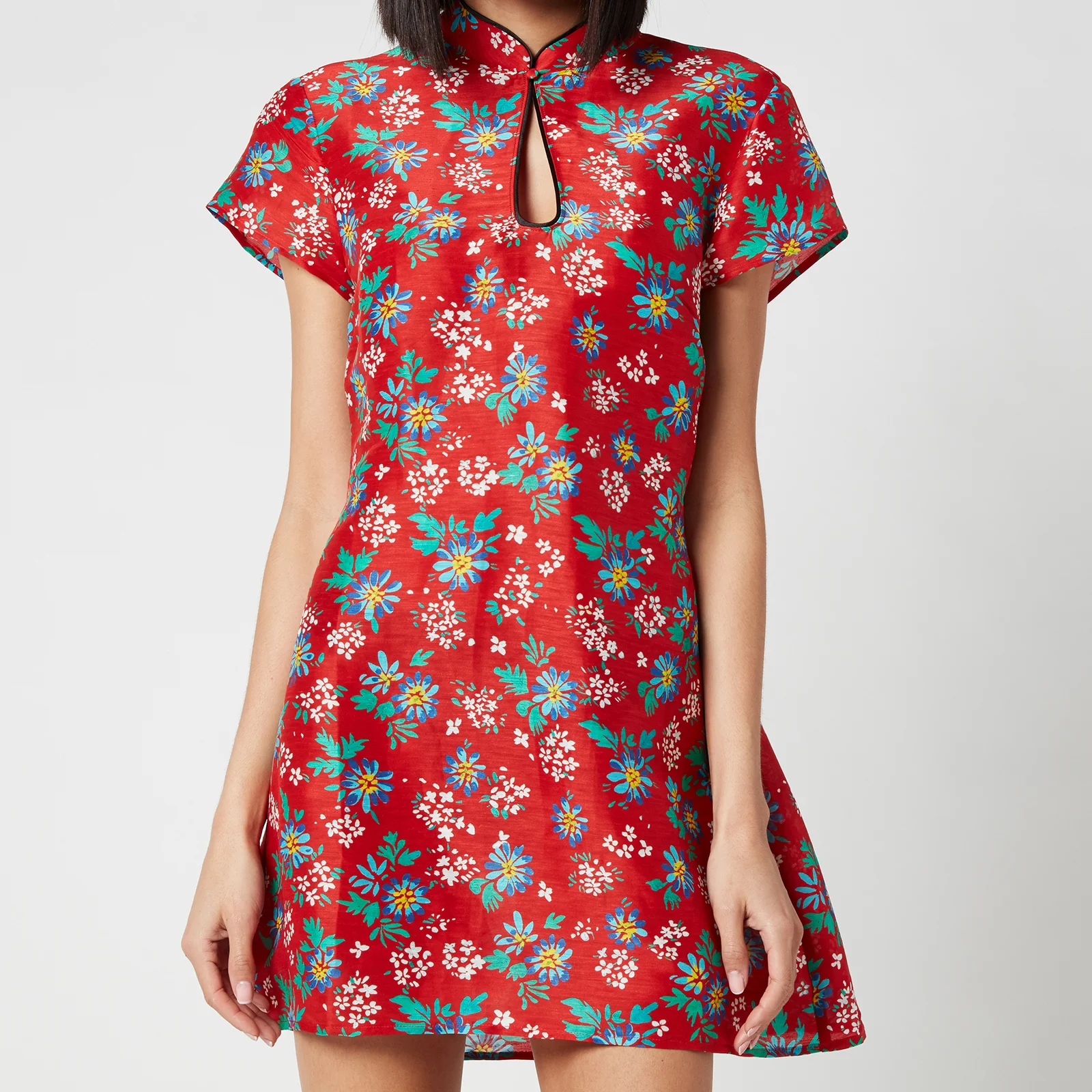 RIXO Women's Lolita High Neck Mini Dress - Garden Party Red Image 1