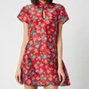 RIXO Women's Lolita High Neck Mini Dress - Garden Party Red - Image 1