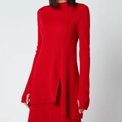 KENZO Women's Asymmetrical Tunic Jumper - Medium Red