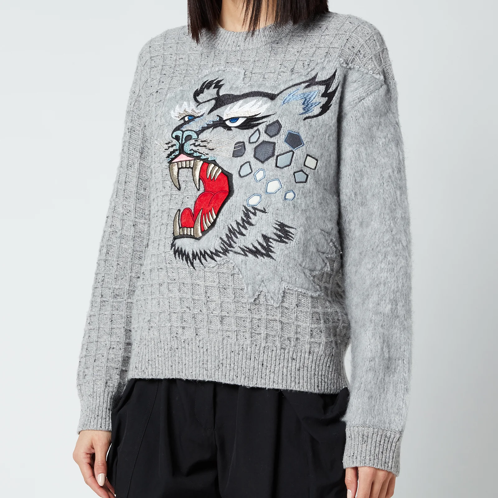 KENZO Women's Embroidered Jumper - Dove Grey Image 1