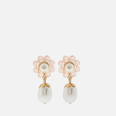 Shrimps Women's Marti Flower Pearl Drop Earrings - Coral & Cream