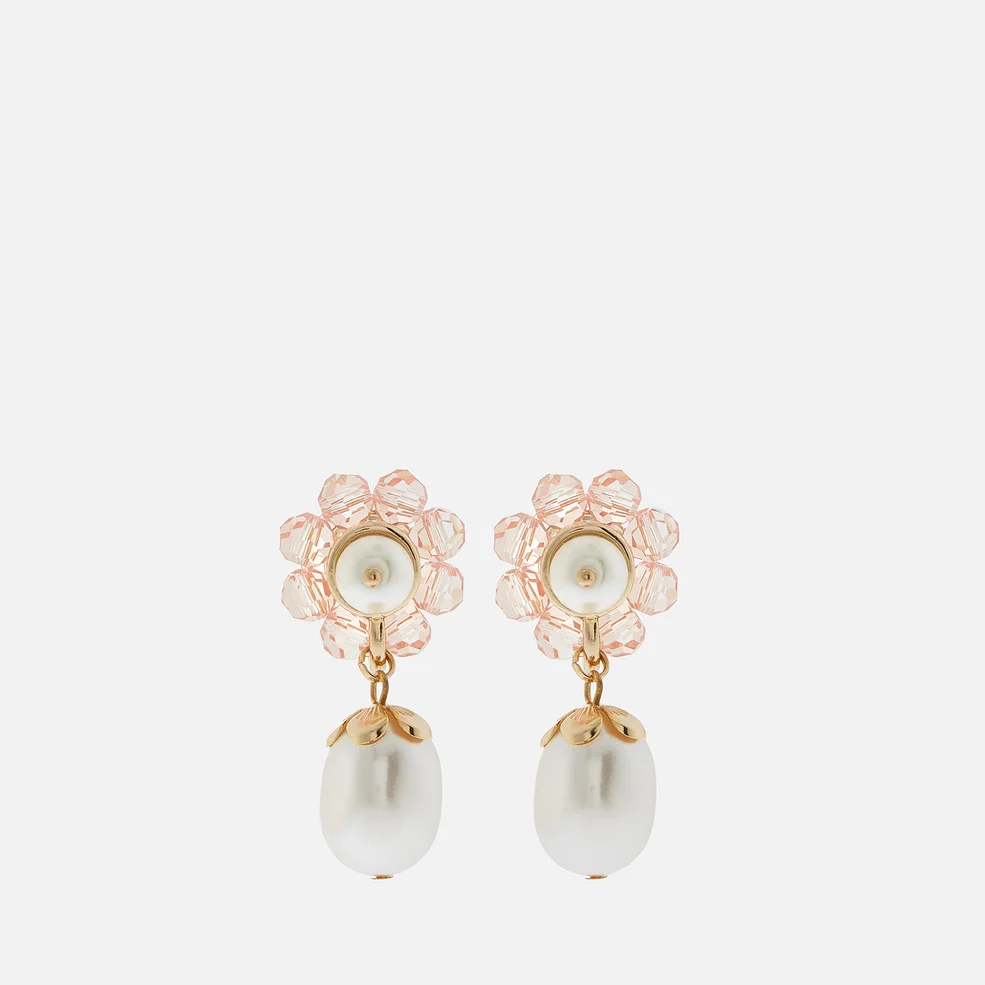 Shrimps Women's Marti Flower Pearl Drop Earrings - Coral & Cream Image 1