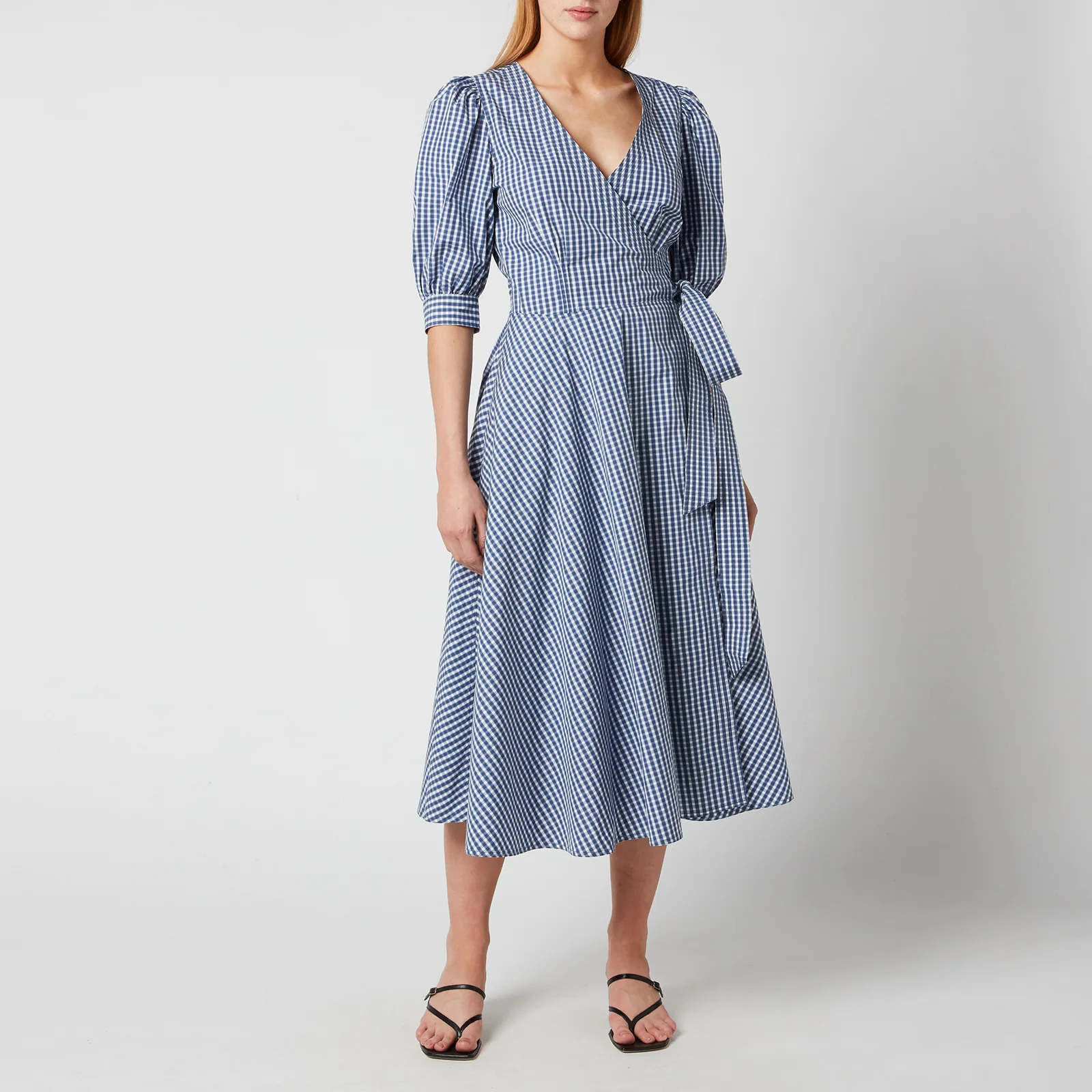 Polo Ralph Lauren Women's Wrap Dress - Blue/White Plaid Image 1
