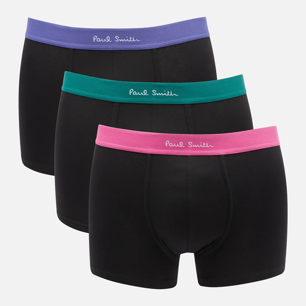 PS Paul Smith Men's 3-Pack Contrast Waistband Trunks - Blue/Pink/Green Image 1