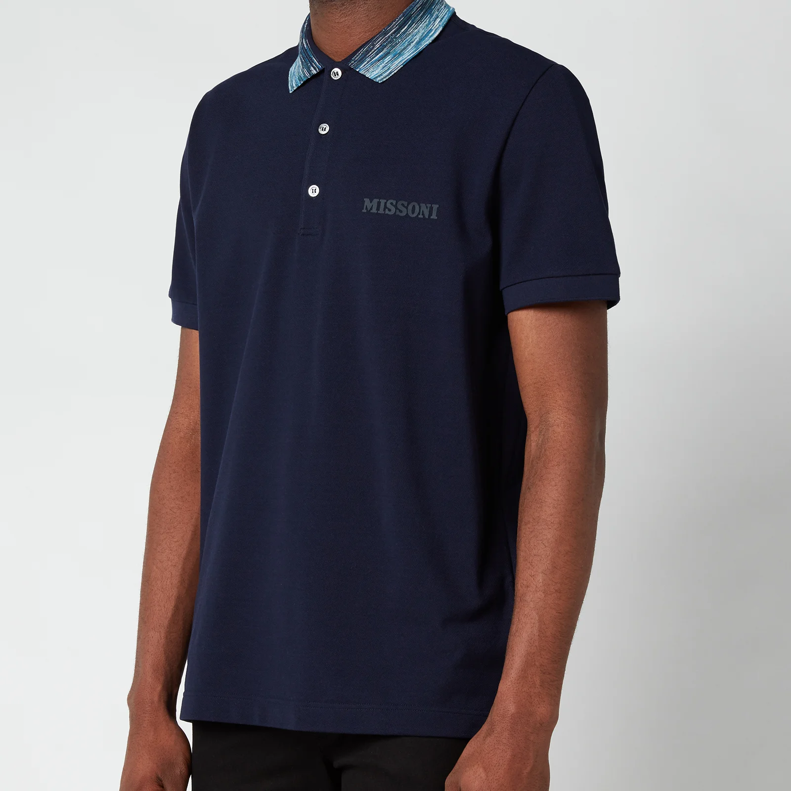 Missoni Men's Contrast Collar Pique Polo Shirt - Navy Image 1