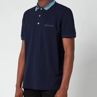 Missoni Men's Contrast Collar Pique Polo Shirt - Navy