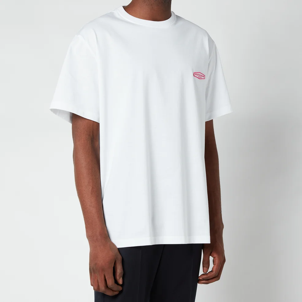 Wooyoungmi Men's Basic Back Logo T-Shirt - White/Pink Image 1