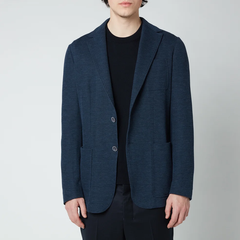 Canali Men's Slim Fit Jersey Cardigan Blazer - Dark Blue Image 1