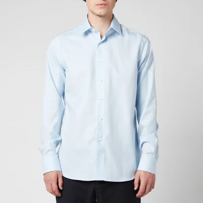 Canali Men's Point Collar Cotton Twill Slim Fit Shirt - Light Blue
