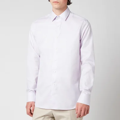 Canali Men's Waffle Weave Cotton Shirt - Lilac