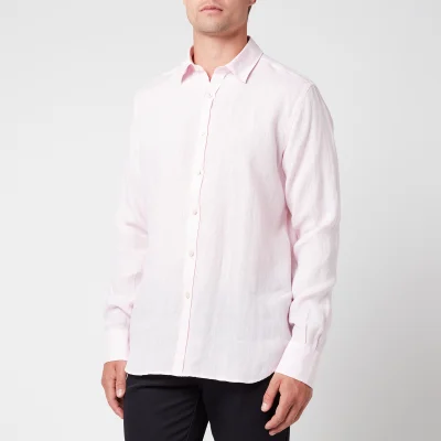 Canali Men's Linen Regular Fit Shirt - Pink
