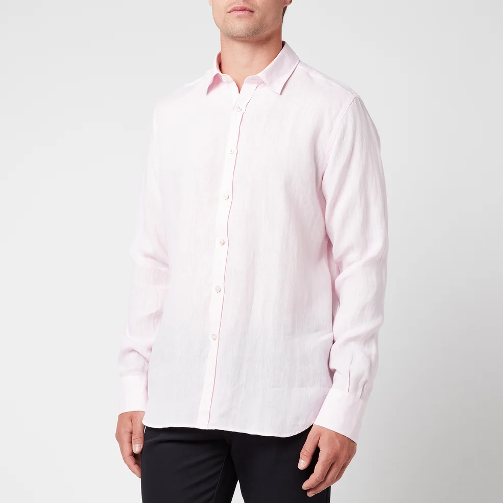 Canali Men's Linen Regular Fit Shirt - Pink Image 1