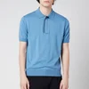 Canali Men's Wool Silk Fine Gauge Half Zip Polo Shirt - Light Blue - Image 1