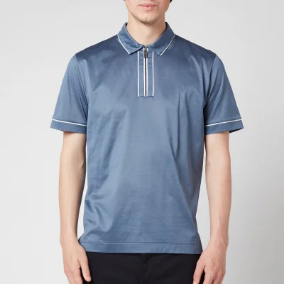 Canali Men's Lux Cotton Half Zip Polo Shirt - Grey