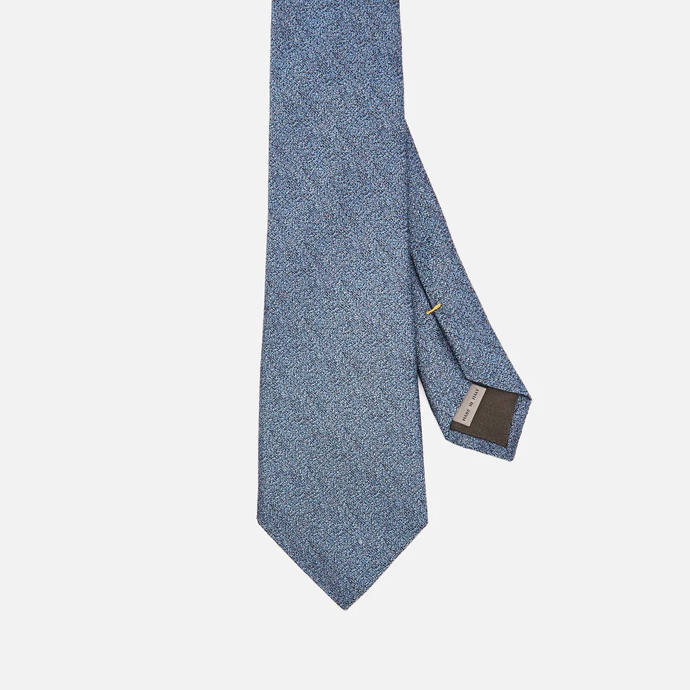 Canali Men's Fuzz Pattern Silk Tie - Mid Blue Image 1