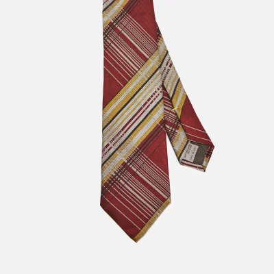 Canali Men's Stripe Contrast Silk Tie - Red