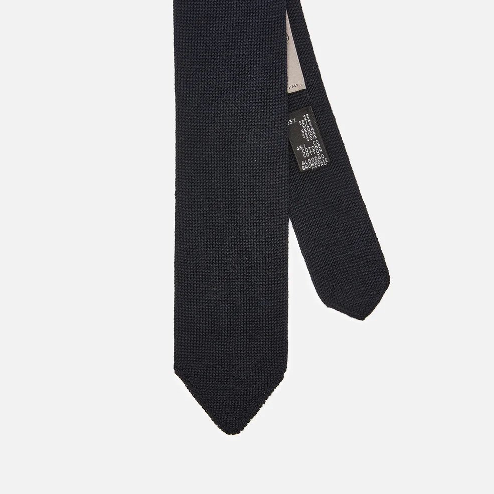 Canali Men's Knitted Slim Tie - Black Image 1