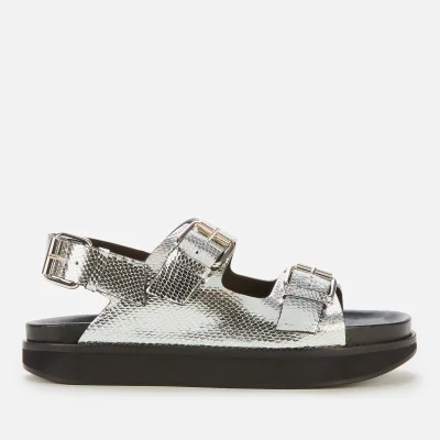 Isabel Marant Women's Ophie Metallic Leather Double Strap Sandals - Silver