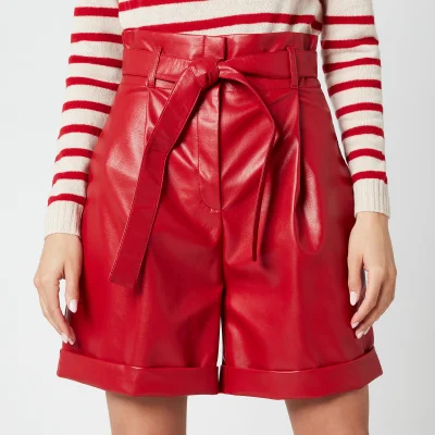 Philosophy di Lorenzo Serafini Women's Faux Leather Shorts with Bow Belt - Red