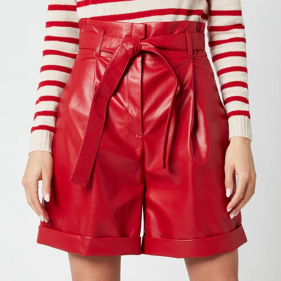 Philosophy di Lorenzo Serafini Women's Faux Leather Shorts with Bow Belt - Red Image 1