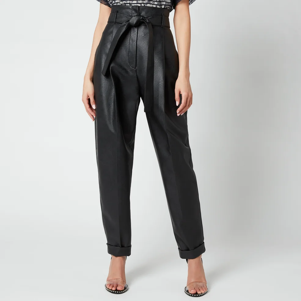 Philosophy di Lorenzo Serafini Women's Faux Leather Trousers with Bow Detail - Black Image 1