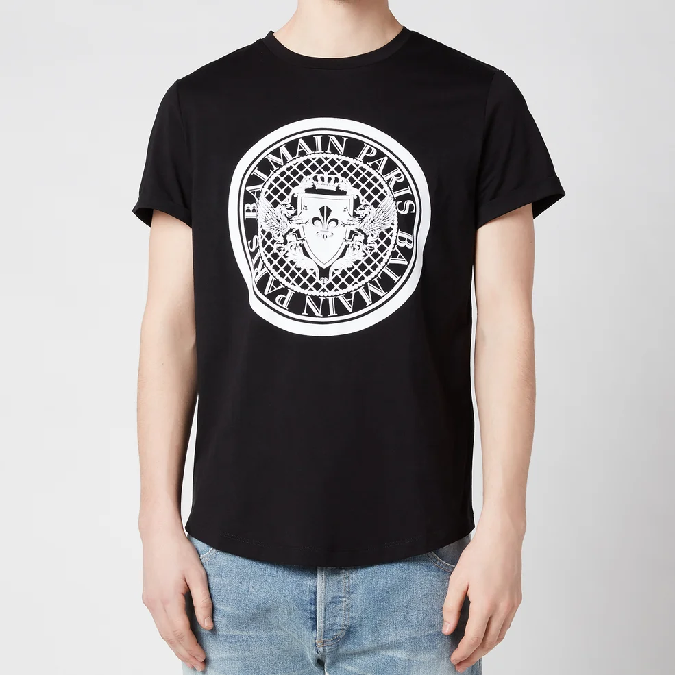 Balmain Men's Coin Flock T-Shirt - Black Image 1