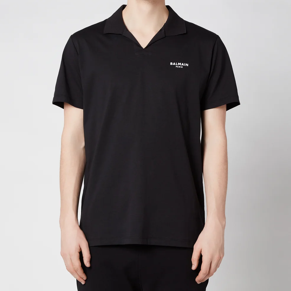 Balmain Men's Eco Design Flock Polo Shirt - Black/White Image 1