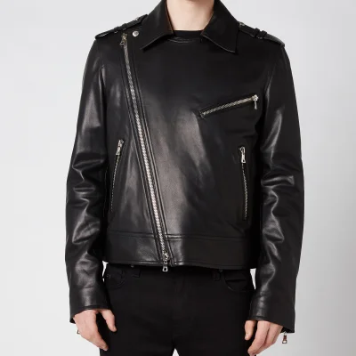 Balmain Men's Leather Biker Jacket - Black