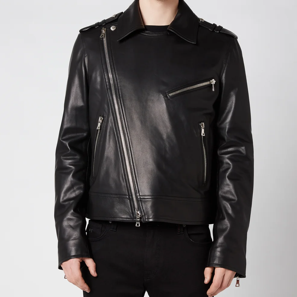 Balmain Men's Leather Biker Jacket - Black Image 1