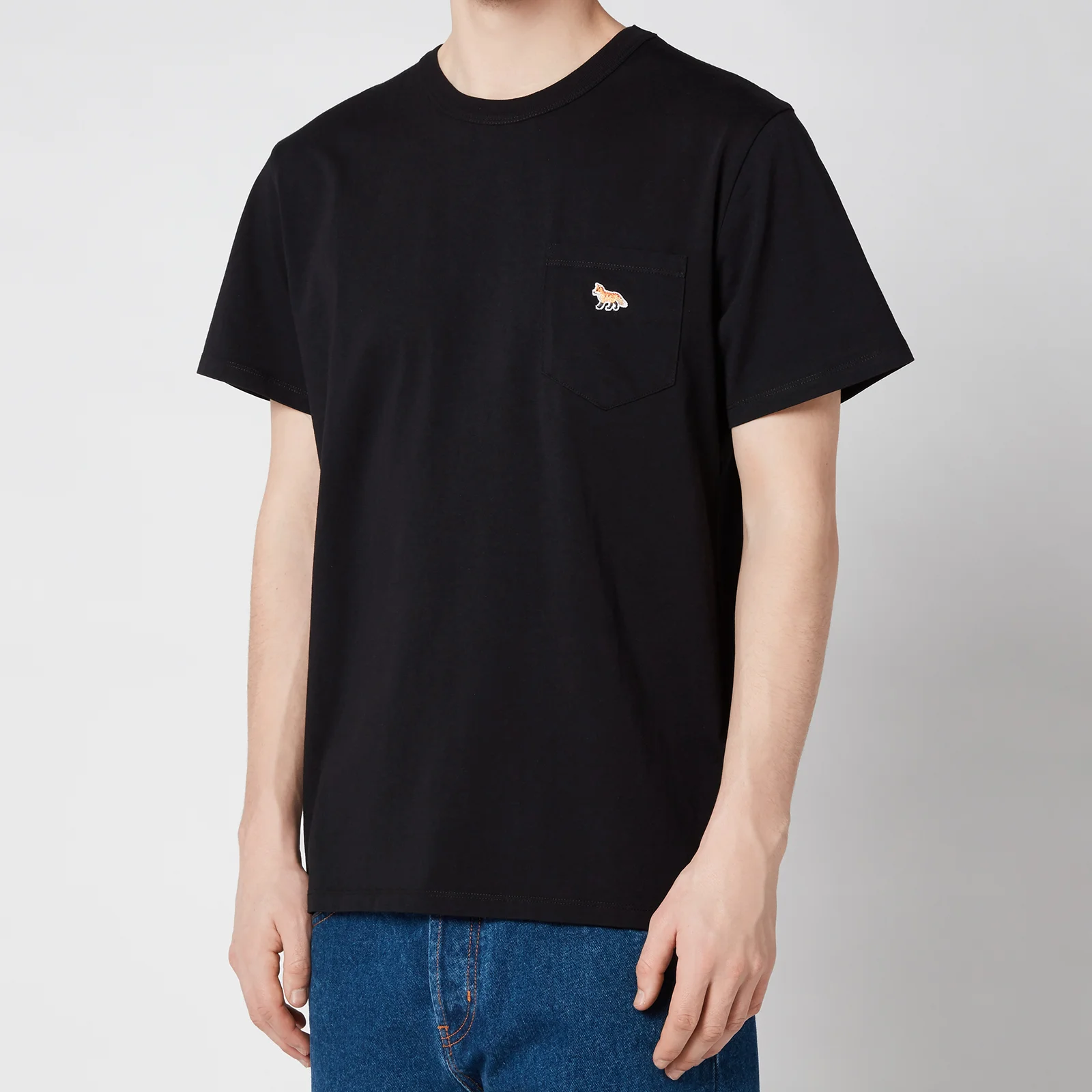 Maison Kitsuné Men's Profile Fox Patch Pocket T-Shirt - Black Image 1